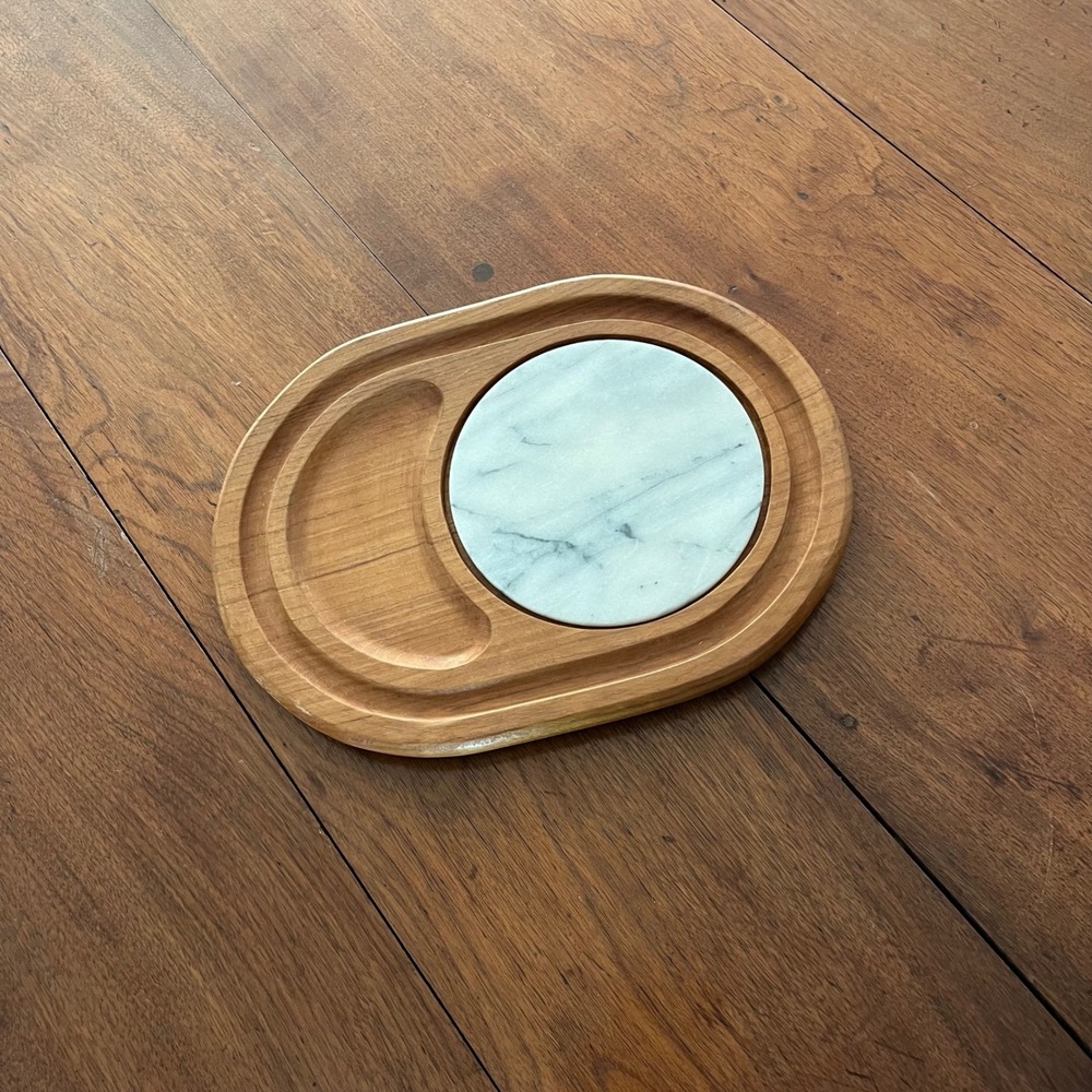 Vintage Wood & Marble Cheese Board Tray